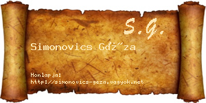 Simonovics Géza névjegykártya